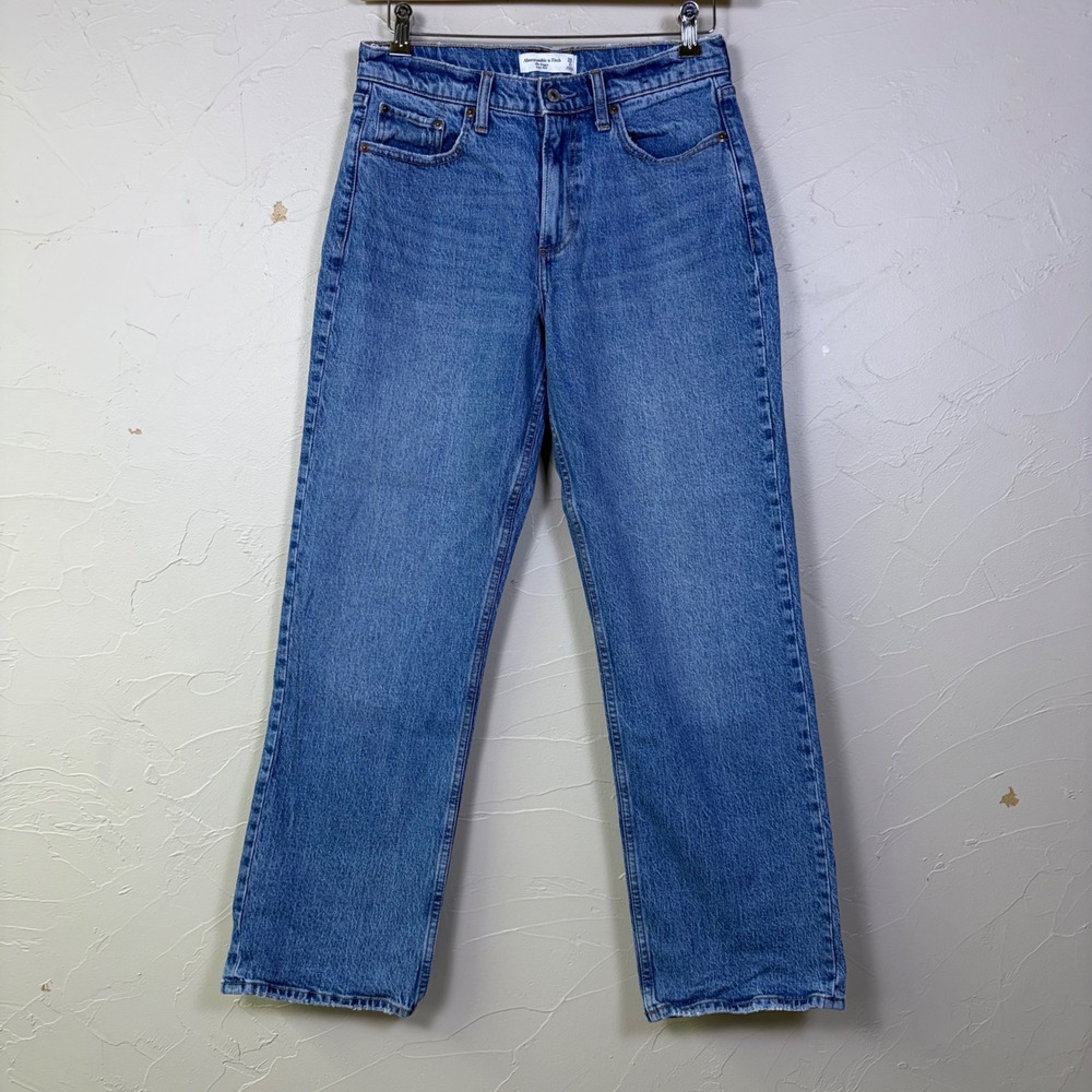 Abercrombie & Fitch Baggy Low Rise Curve Love Jeans Women 26/2R Blue Denim Y2K